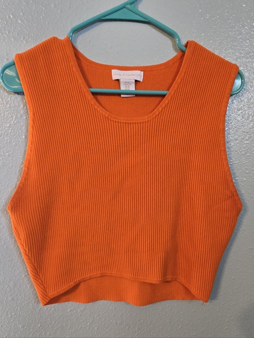 House of Harlow 1960 Orange Ribbed Crop Tank XL Bright Citrus Y2K Summer